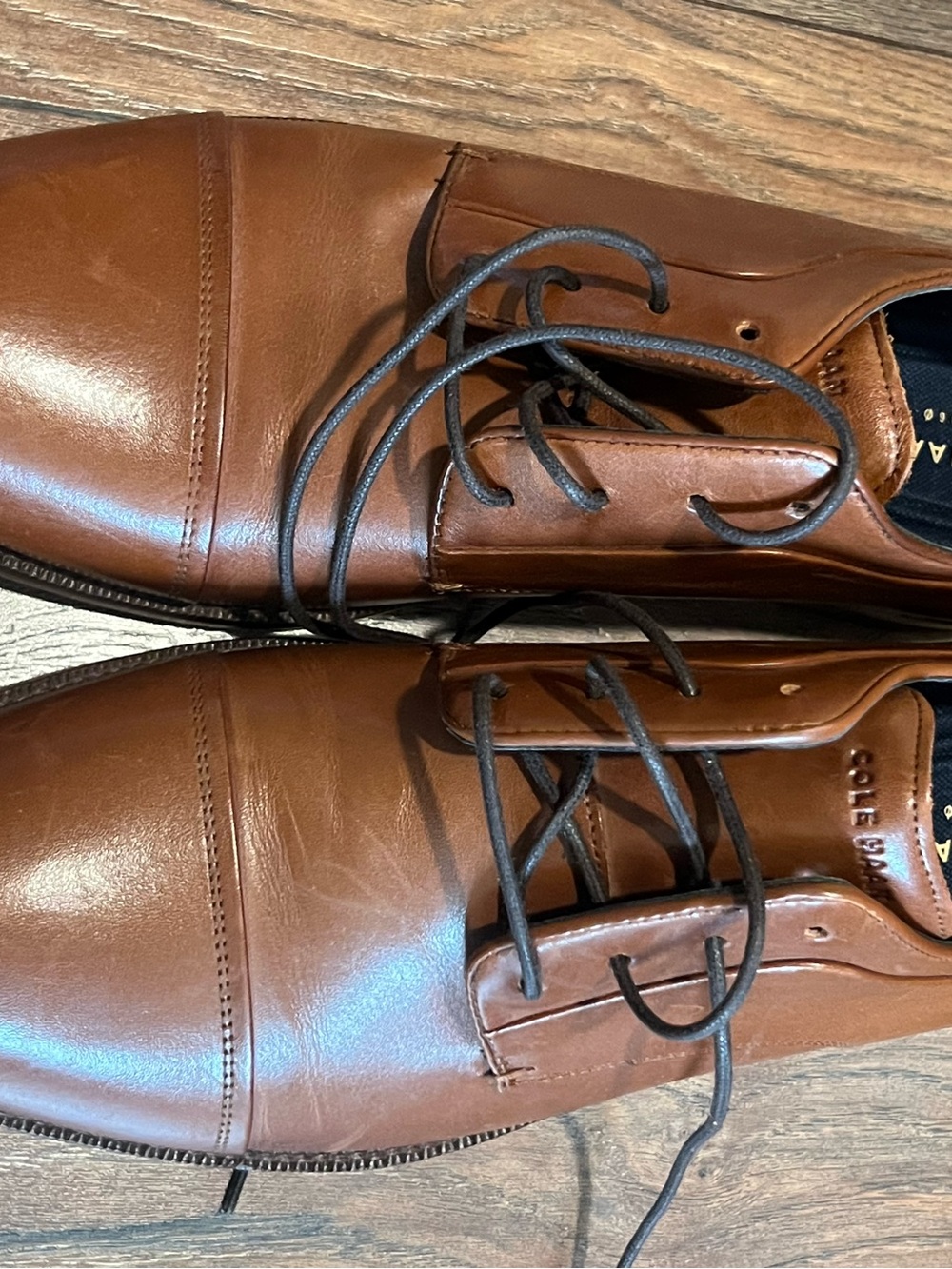 Cole Haan Men’s Brown Leather Cap-Toe Dress Shoes 10.5